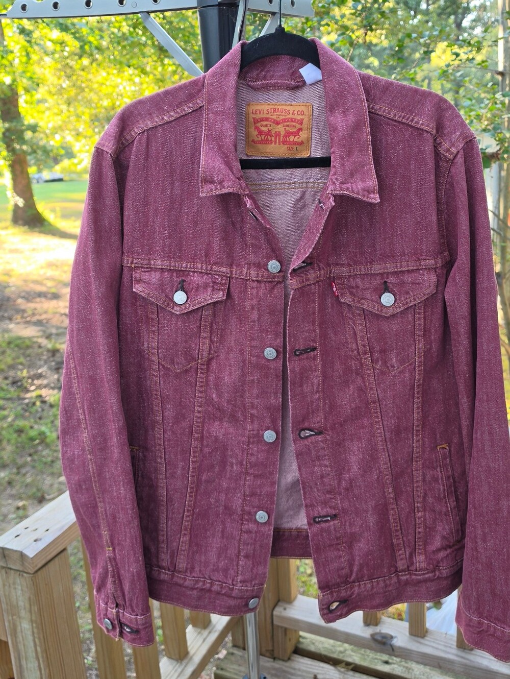 Levi's Women's Washed Burgundy Denim Jacket Large